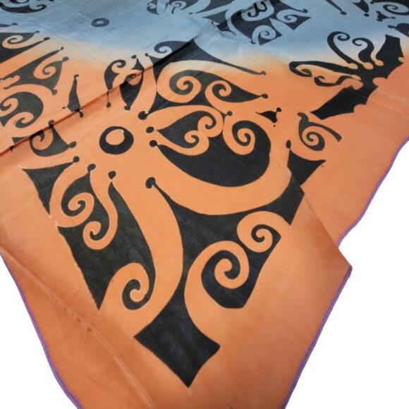 Colorful Square Silk Scarf Handpainted Batik Fuji Silk Scarf - NEW - Picture 7 of 10